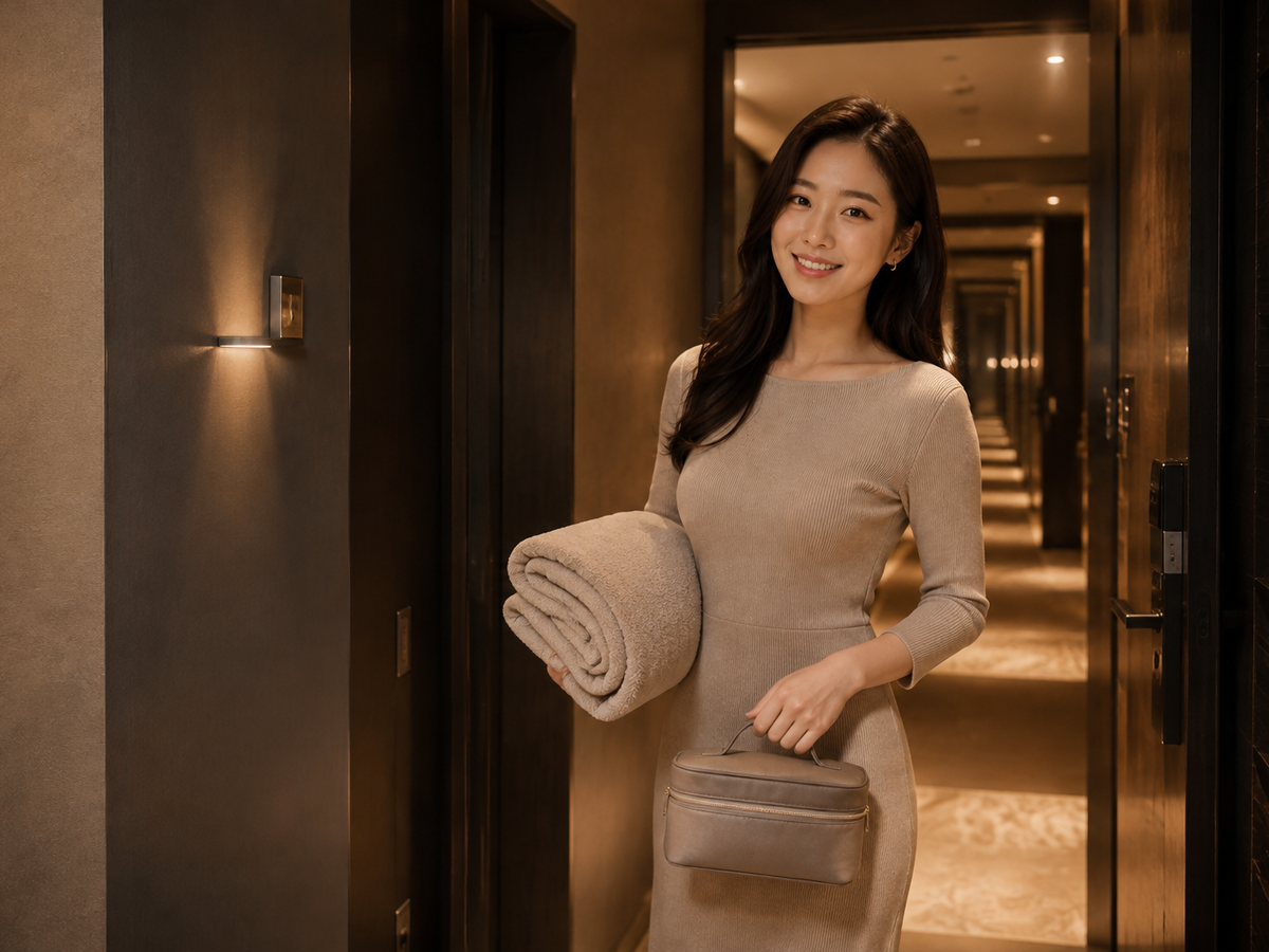 서울 강남구 방문 홈케어 일정을 준비하는 젊은 성인 한국 여성 관리사